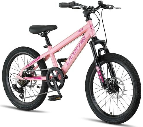 Licorne Bike Thunder Premium VTT de 20, 24, 26, 27,5 et 29 , pour filles, garçons, hommes et femmes, freins à disque (rose, 20)