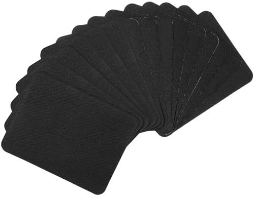 SULIKJHUI 15 PCS Iron on Patches for Clothes, Fabric Repair Patches for Clothing, Black Cotton Iron-On Patches for Pants Mending & Decorating (4.93 x 3.74 Inch, Black)