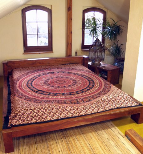 GURU SHOP Indisches Mandala Tuch, Wandtuch, Tagesdecke Mandala Druck - Blau/weiß, Baumwolle, 210x230x0 cm