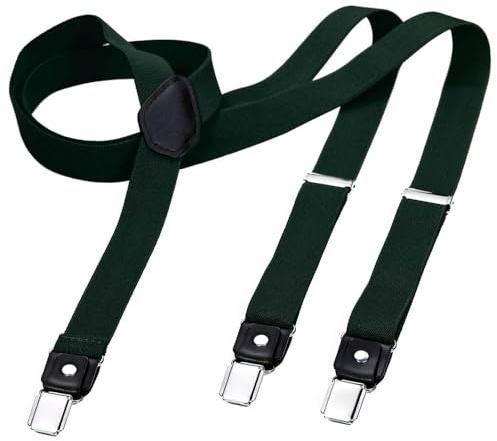 DonDon breda hängslen 2,5 cm - 3 clips med läder i Y-form - elastisk och längdjusterbar i olika designer