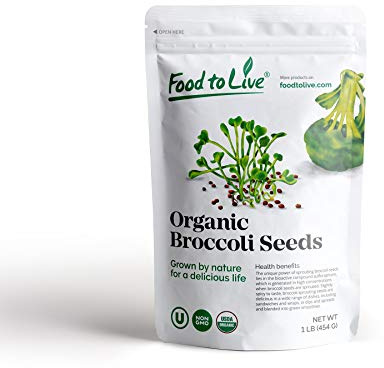 Food to Live Organic Broccoli Seeds for Sprouting, 1 Pound – Non-GMO, Vegan, Kosher, Sirtfood, Bulk. Rich in Sulforaphane, Vitamin C. Grow Sprouts, Microgreens for Salads, and Sandwiches