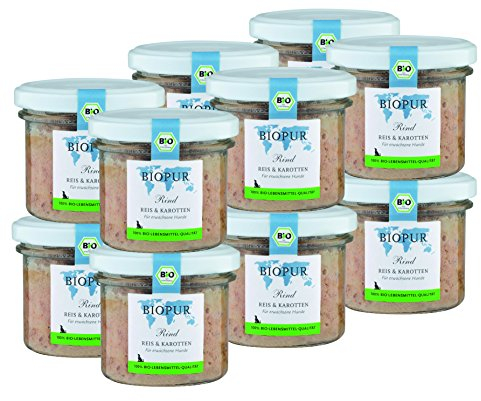 Bio Hundefutter Rind, Reis & Karotten für Hunde 12x100g Premium Nassfutter