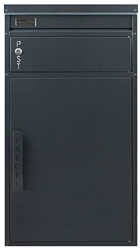 Safepost 65 TIAMAT Paketbriefkasten - mit Paketfach - Standbriefkasten - Exklusivmodell (anthrazit mit 2 Schlüssel)