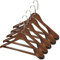TRIXES 5 Stück Holzbügel - Kleiderbügel für Anzüge Kleider Hosen Hemden Blusen UVM - Stilvolle dunkle Eiche - rutschfest - mit Hosenbügel - Breite Schulter - Drehhaken - Farbe Braun - 45cm