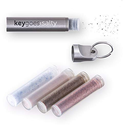 Keygoes: Salty Salt i rostfritt stål - levereras med exklusiva saltpåfyllning | Gadget/stängning och presentring, oöverträffad gadget