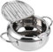 Mini-Fritteuse, 2,2 l/3,4 l Edelstahl-Frittierpfanne mit Thermometer, Öltropfenablauf und Deckel, japanische Frittiertopf-Tempura-Fritteuse für Tempura, Pommes Frites, Hühnchensteak(S 20 cm)
