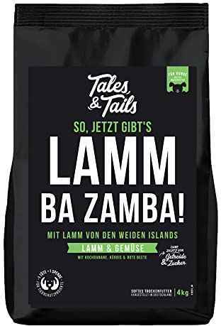 Tales & Tails Lamm Ba Zamba Halbfeuchtes Trockenfutter für Hunde | Getreidefrei | Mit 75% Lamm Als Tierische Proteinquelle | Nur 6 Zutaten | Hohe Verträglichkeit | 4kg