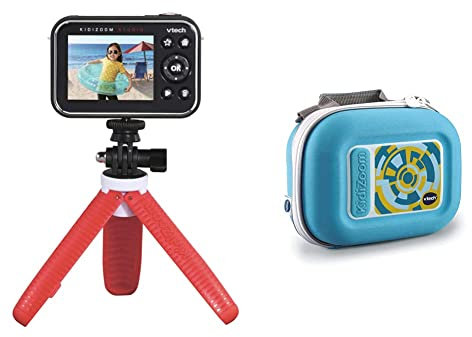 VTech KidiZoom Studio (Red), Video Camera for Children with Fun Games, from 5 Years + & Kidizoom Camera Case, Portable Hard Case, for Kids from 3, 4, 5+ Year Olds, Blue