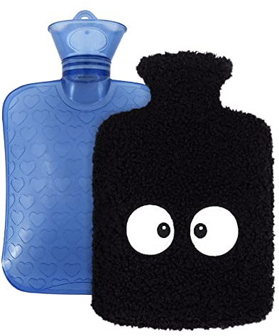 Premium Classic Rubber Wärmflasche mit niedlichen Dustbunny Plüschtier Abdeckung, große Hand Wärmer Bett Wärmer für Schmerzlinderung, heiße und kalte Therapie, ca. 1000ML