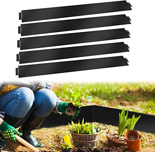 Herrselsam Rasenkante verzinkt Metall 5m 10m 15m 20m 25m 30m 35m 40m 45m 50m 100x18cm Beeteinfassung Beetumrandung Mähkante Metall Palisade, Schwarz(Länge 20m - Höhe 18cm)