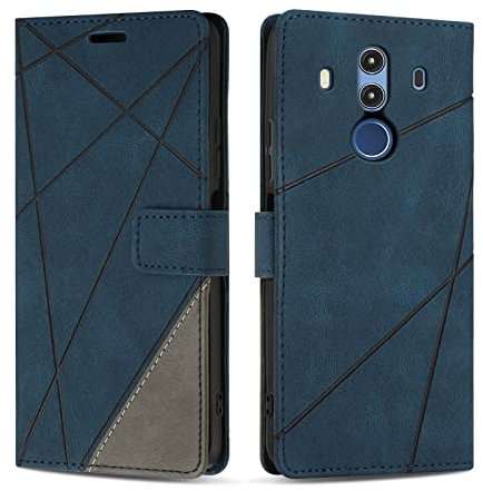SONWO Case for Huawei Mate 10 Pro, PU Leather Flip Wallet Case Magnetic Closure Cover Card Slots Phone Case for Huawei Mate 10 Pro, Blue