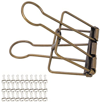 30 Pezzi Clip Fermacarte in Filo Metallico, 51x95mm Clip per Raccoglitori Multiuso da 2 Pollici Scavate per La Carta per Ufficio Scolastico a Casa(Bronzo)