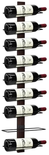 AGJIDSO Portabottiglie Vino da Parete, 9 Bottiglie Scaffale per Vino da Parete, Portabottiglie Vino in Legno per Cucina, Sala da Pranzo, Bar