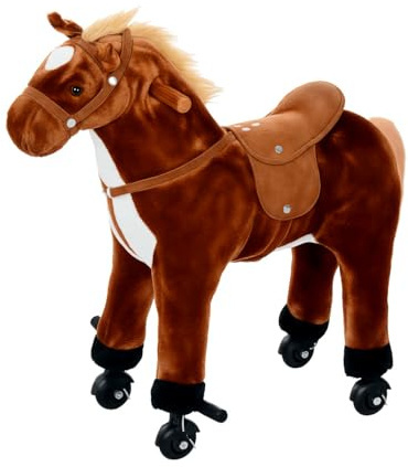HOMCOM Caballo de Juguete para Niños de +2 Años Sonidos 65x28x75 cm Marrón