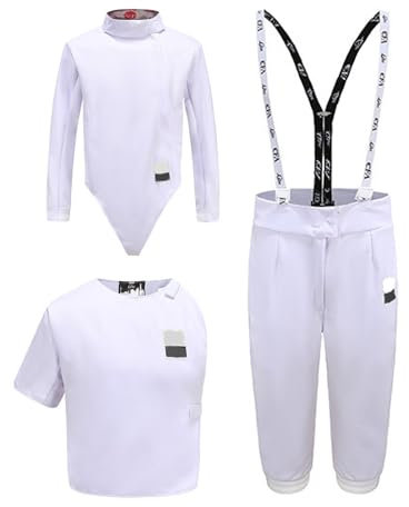 LXRHLIKG Fechtanzug für Die Rechte Hand, 350N Klassische Fechtjacke, Hose, Weste, Unisex Fechttrainingskleidung für Florett/Degen/Säbel, Fechttrainingsanzug(34)