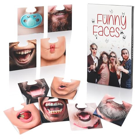 FunX Scatola fotografica con 40 volti divertenti – Accessori Photobooth – Accessori di scena, Utensili per feste, compleanni, JGA, Matrimonio e Capodanno