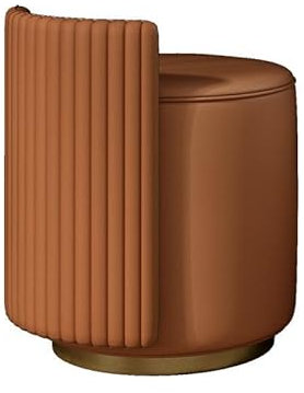 Sgabello da toilette per trucco, piccolo, rotondo, toletta, sedia in poliuretano, tessuto tecnico, flanella, sedia da scrivania in legno massello, per ragazze e donne (arancione)