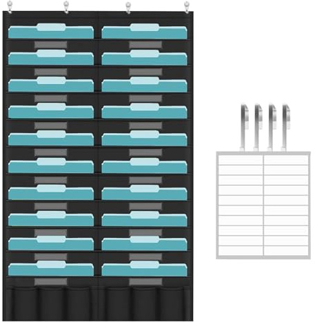 Organizer per documenti da appendere, con 20 scomparti da parete, porta lettere verticale con tasche per etichette, scaffale compatto , per scuola, ufficio, per appartamenti, ingressi e
