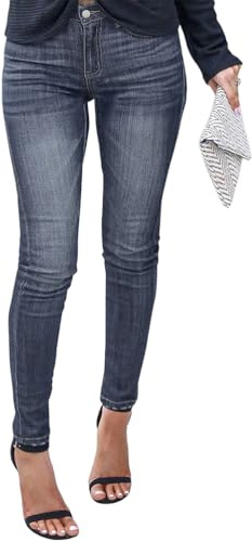 shownicer Jeans Donna Vita Alta Curvy Skinny Jeans Elasticizzati Denim Pantaloni Jeggings A Blu5 L