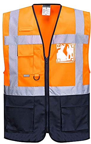 Portwest Gilet Executive Warsaw, Couleur: Orange/Marine, Taille: XL, C476ONRXL