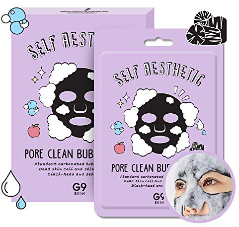 Tuchmasken für Porenreinigung, Porenverkleinerung mit Aktivkohle aus Bambus, AHA & BHA. Gegen Mitesser, Pickel und unreine Haut. Bubble-mask Für Männer und Frauen. Blackmaske Set (5 x 23ml)