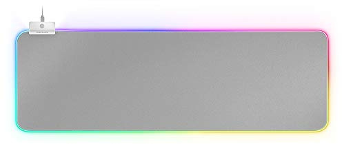 MARSGAMING MMPRGB2S XXL, Tapis de Souris RGB 12 Modes, 2 USB 2.0, Blanc Argenté