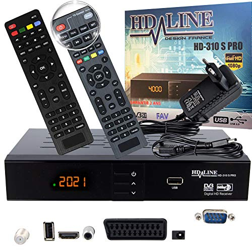hd-line 310S PRO Receiver Satellit HD Digitaler Satelliten Receiver HDMI DVB S2 Receiver für Sat HD HDMI Sat Receiver HDMI HD Receiver Sat Digital für Satelliten Resiver für TV DVB-S, Mit PVR Schwarz