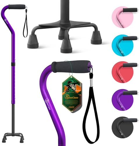 BeneCane höhenverstellbare Gehstöcke mit weichem & gepolstertem Griff für Männer & Frauen, zusammenklappbare Stöcke mit stabilen 4-Zacken-Füßen, Spazierstock mit weichem Schaumstoff