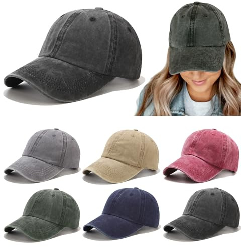 6 Pieces Vintage Washed Plain Baseball Cap Distressed Dad Golf Hat for Men Women (Multicolors)