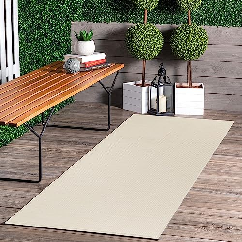 Jimri Alfombra para Interior y Exterior, Resistente a la Intemperie, para balcón, terraza, jardín, salón, Cocina, Resistente, Resistente a los Rayos UV y al Agua, tamaño 60 x 180 cm, Color Blanco