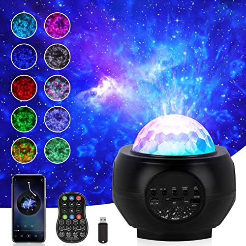WAWORIO LED Sternenhimmel Projektor, Galaxy Projektor Sternenhimmel Projektor Kinder mit Bluetooth/Starry Stern, Sternenlicht Sternenprojektor Nachtlicht für Kinder Erwachsene Party