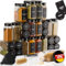 Deco haus® Gewürzgläser eckig luftdicht 24er Set [inkl. Etiketten & Streueinsatz] - Gewürzdosen Set Glas - Gewürzbehälter Spice Jars - Gewürze Aufbewahrung - Gewürz Organizer - Gewürzaufbewahrung