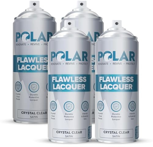 Polar Clear Matte Flawless Lacquer Spray - 4 x 13.5 Fl Oz - Clear Coat Spray Paint - Non-Yellowing & Scratch Resistant - Interior & Exterior Surfaces for Wood, Metal, Plastics, Glass & Ceramics