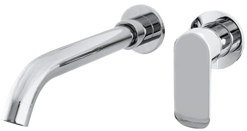 VALAZ Robinet de lavabo chromé encastré | Robinet de lavabo monocommande, mitigeur eau froide et chaude, économie d'eau, installation facile et rapide | laiton, inoxydable, élégant, rond, série Tuejar