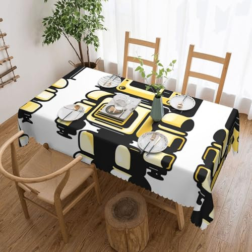 XZDLXJ Rectangular WaterproofRetro Robot Tablecloth Wrinkle-Resistant and Washable, ensuring Durability for Repeated use