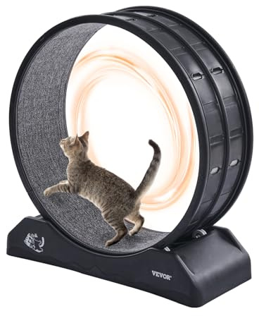 VEVOR Rueda de Ejercicio para Gatos de 800 x 340 x 850 mm, Rueda Grande para Correr con Freno Seguro y Pista Alfombrada, Cinta de Correr Silenciosa para Mascotas para Pérdida de Peso y Salud, Negro
