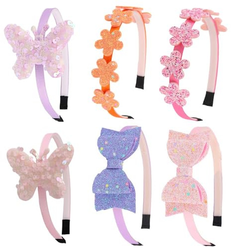 DRESHOW Diademas Con Lazo para Niñas Diadema con Purpurina para Niños Diadema Corazón Estrella para Niños Adolescentes