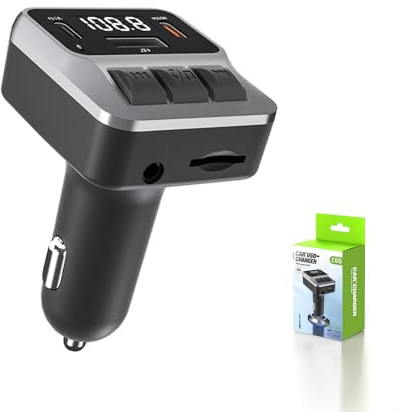 EAHOSUCC Car Bluetooth 5.3 FM Transmitter，with Dual PD 30W Type-C Car Fast Charging and Support USB Port Bluetooth Adapter, Hands-Free Calling，Support AUX, TF Card，U Disk(C65)