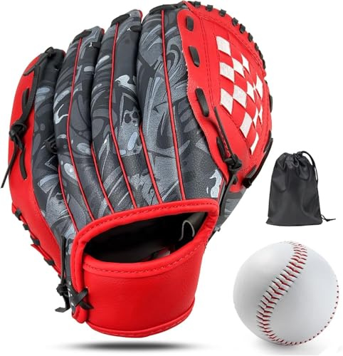 LeapBeast Guanti da Baseball, Brocca Softball Guanti con Morbido Baseball, Solido PU Ispessimento Left Hand Guanti per Bambini/Ragazzi/Adulti Professionale Baseballs Guanto