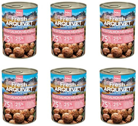 ARQUIVET - Pack 6 Unidades Fresh Salmon - Latas de albóndigas de Salmón - Latas de 400g - Comida húmeda para Perros, Todo Tipo de Razas