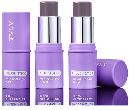 Baorder 2-delat set färgskiftande rougepinne för kindmake-up, pH-värdeberoende rosa kräm-rouge, vattentät multi-användning stick för läppar och kinder, matt finish, naturlig och lätt