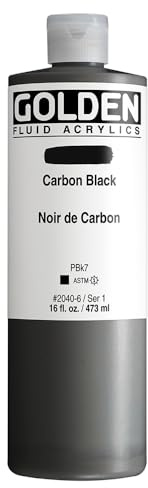 Golden 0002040-6 16oz. - 473ml - Fluid Acrylic Color Paint Bottle - Carbon Black
