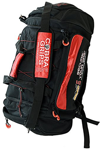 Grip Power Pads PRO Sport Large Embroidered Best Gym Duffle Bag Wet Dry Storage Cobra Grips (Black)