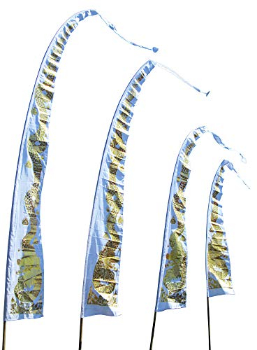 DEKOVALENZ - Drachenfahnen-Stoff GOLD DRAGON mit herzförmiger Spitze, versch. Farben + Längen, Fahnenlänge:5 Meter, Farbe:weiß