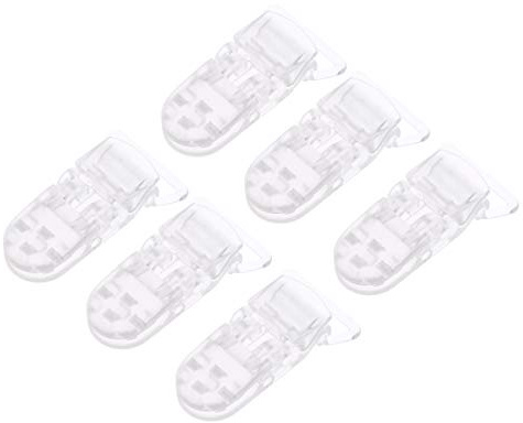 NUOBESTY Clip Per Ciuccio Trasparente in Plastica a Forma Di T 25 Pezzi Fermaciuccio Sicuro Per Bambini Clip Per Badge E Porta Giocattoli 1.65X0.87 Pollici Per Accessori Prima Infanzia
