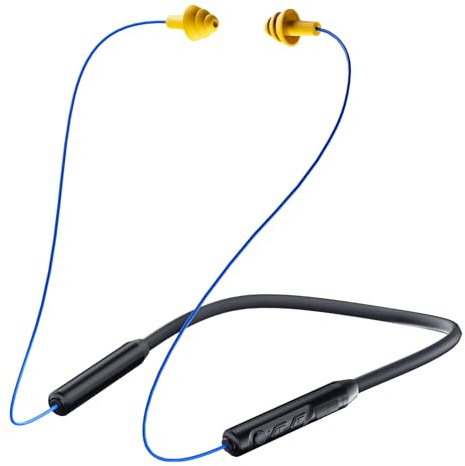 MIPEACE Bluetooth Earplug Headphones, Neckband Wireless Earbuds earplugs-29db Noise Reduction isolating in-Ear earplug Earphones and Controls,IPX6 sweatproof,20+Hour Battery(Blue)