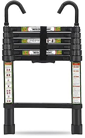 RIKADE Telescopic Ladder, 6.5FT Aluminum Telescoping Ladder with Non-Slip Feet and Stable Hook, Portable Extension Ladder for Household and Outdoor Working, Max Load 330lbs, Black