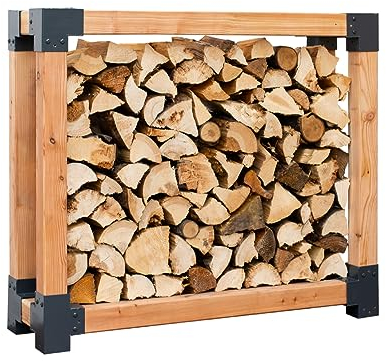 WESTMANN Michel Étagère à bois de cheminée | 138 x 40 x 120 cm Naturel/noir | Abri de bois de cheminée et stockage de bois de cheminée | Aide à l'empilage du bois de cheminée pour l'extérieur