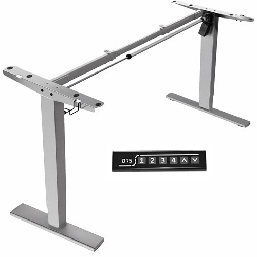 VIVO Electric Stand Up Desk Frame Workstation, Frame Only, Single Motor Ergonomic Standing Height Adjustable Base with Memory Controller, Gray, DESK-V100EGY