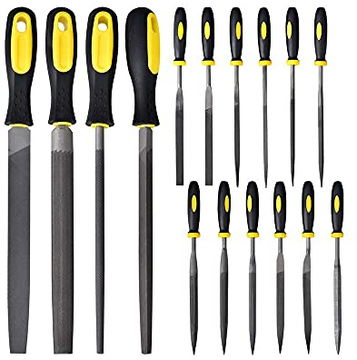 Handwerkzeug-Sets, 16-teiliges Metallfeilen-Set, Holzfeilen-Set mit flacher, dreieckiger, runder, halbrunder Feile, Nadelfeilen-Set mit Aufbewahrungstasche for Holzarbeiten, Metallmodelle